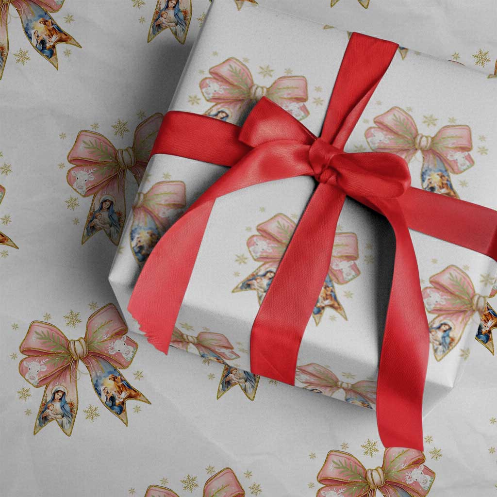Jesus Christmas Coquette Bow Nativity Bible Verse Christian Wrapping Paper Roll - Wonder Print Shop