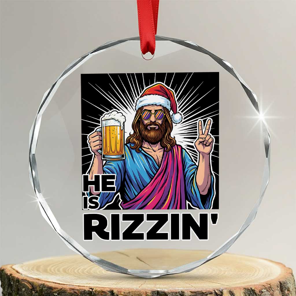 Jesus Christmas Crystal Glass Ornament Funny Drinking Beer Xmas Holiday - Wonder Print Shop