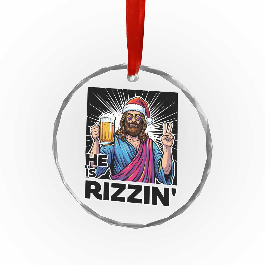 Jesus Christmas Crystal Glass Ornament Funny Drinking Beer Xmas Holiday - Wonder Print Shop