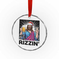Jesus Christmas Crystal Glass Ornament Funny Drinking Beer Xmas Holiday - Wonder Print Shop