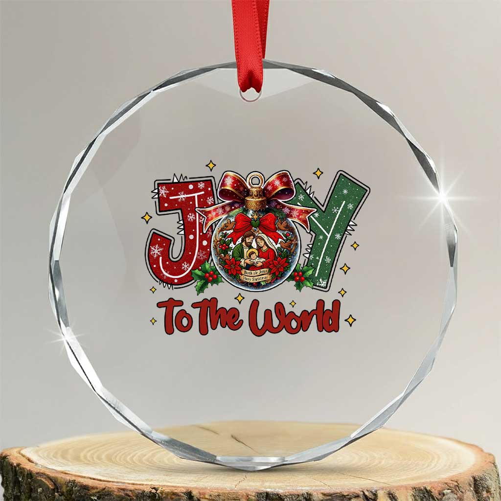 Jesus Christmas Crystal Glass Ornament Joy To The World - Wonder Print Shop
