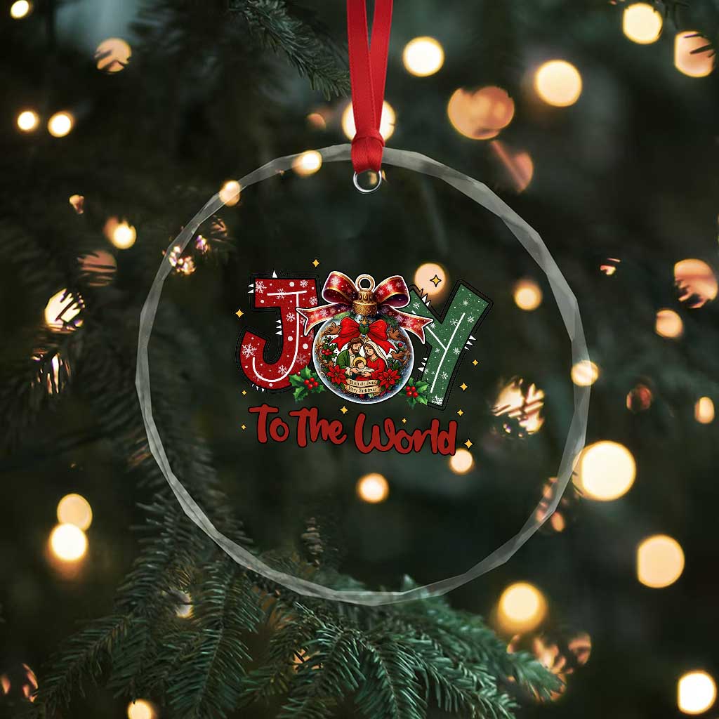 Jesus Christmas Crystal Glass Ornament Joy To The World - Wonder Print Shop