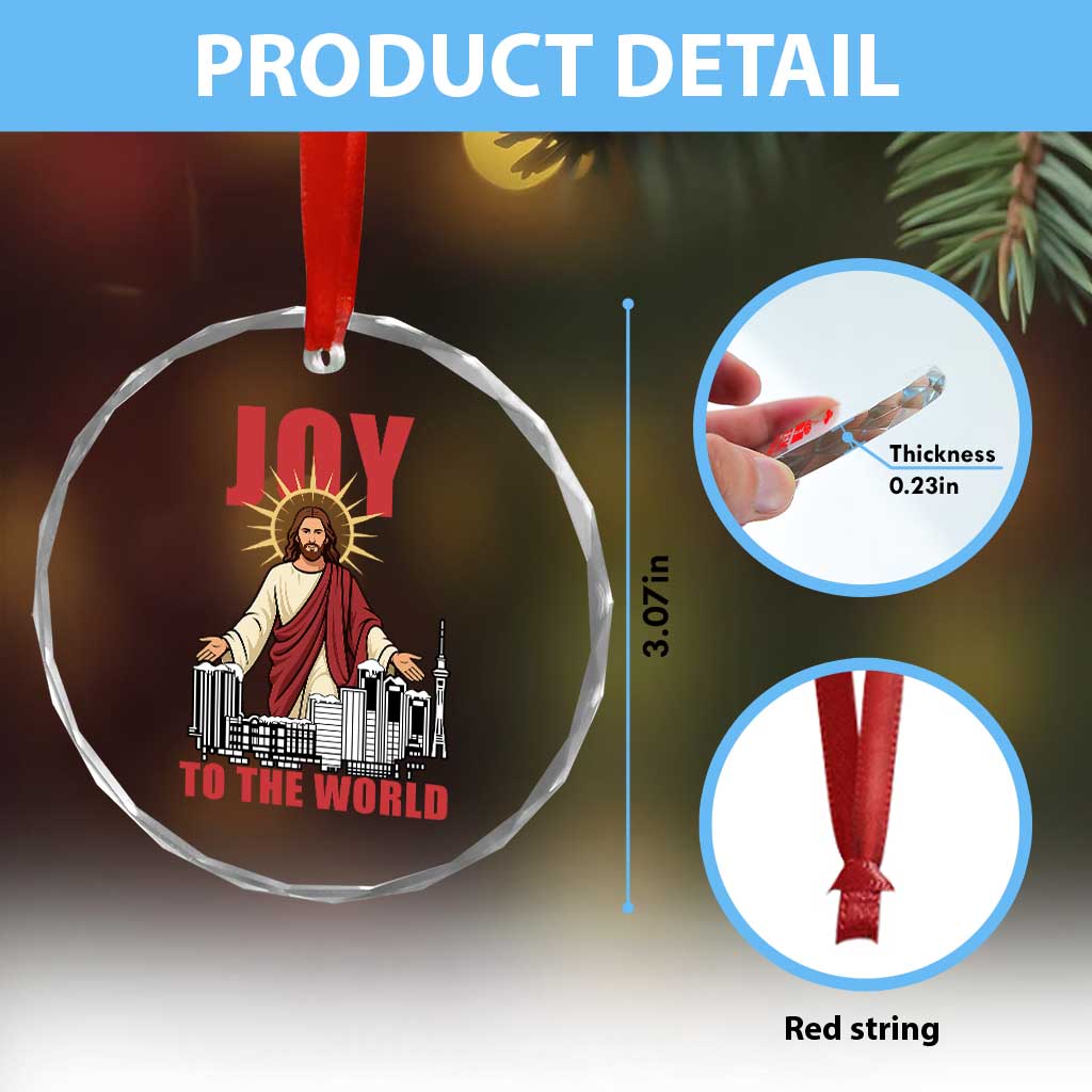 Jesus Christmas Crystal Glass Ornament Joy To The World Christian - Wonder Print Shop