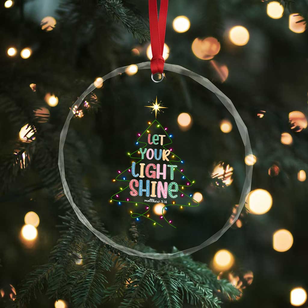 Jesus Christmas Crystal Glass Ornament Let Your Light Shine Matthew 5:16 - Wonder Print Shop