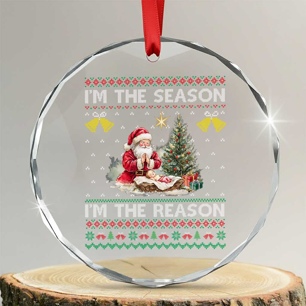 Jesus Christmas Crystal Glass Ornament Santa With Jesus Baby Reason Xmas - Wonder Print Shop