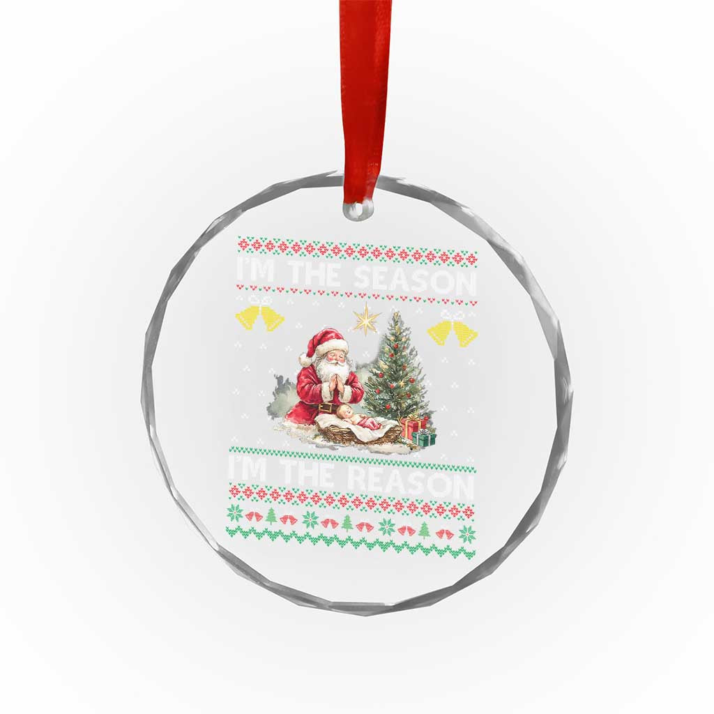 Jesus Christmas Crystal Glass Ornament Santa With Jesus Baby Reason Xmas - Wonder Print Shop