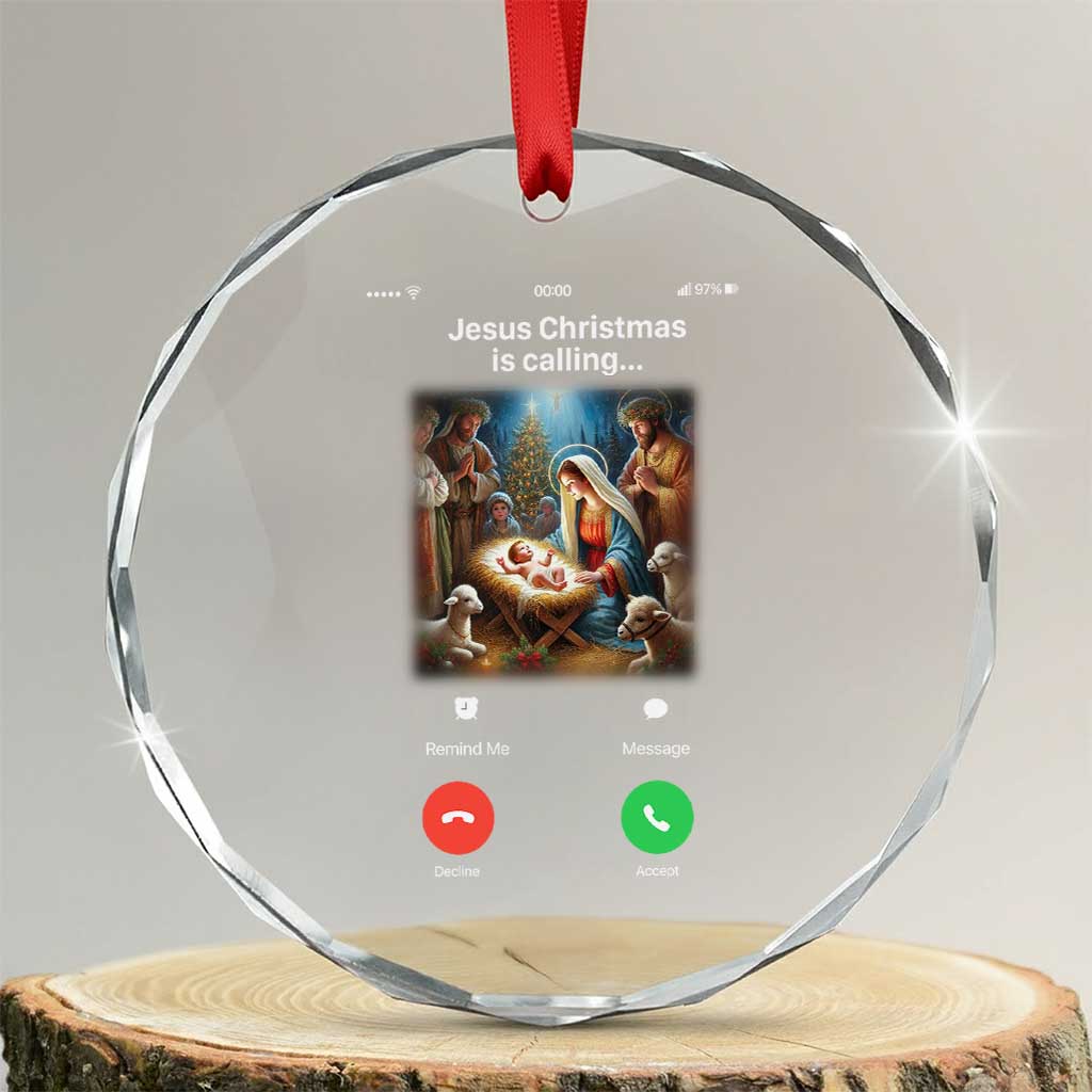 Jesus Christmas Crystal Glass Ornament Video Call Nativity Scene Funny Christian Xmas - Wonder Print Shop