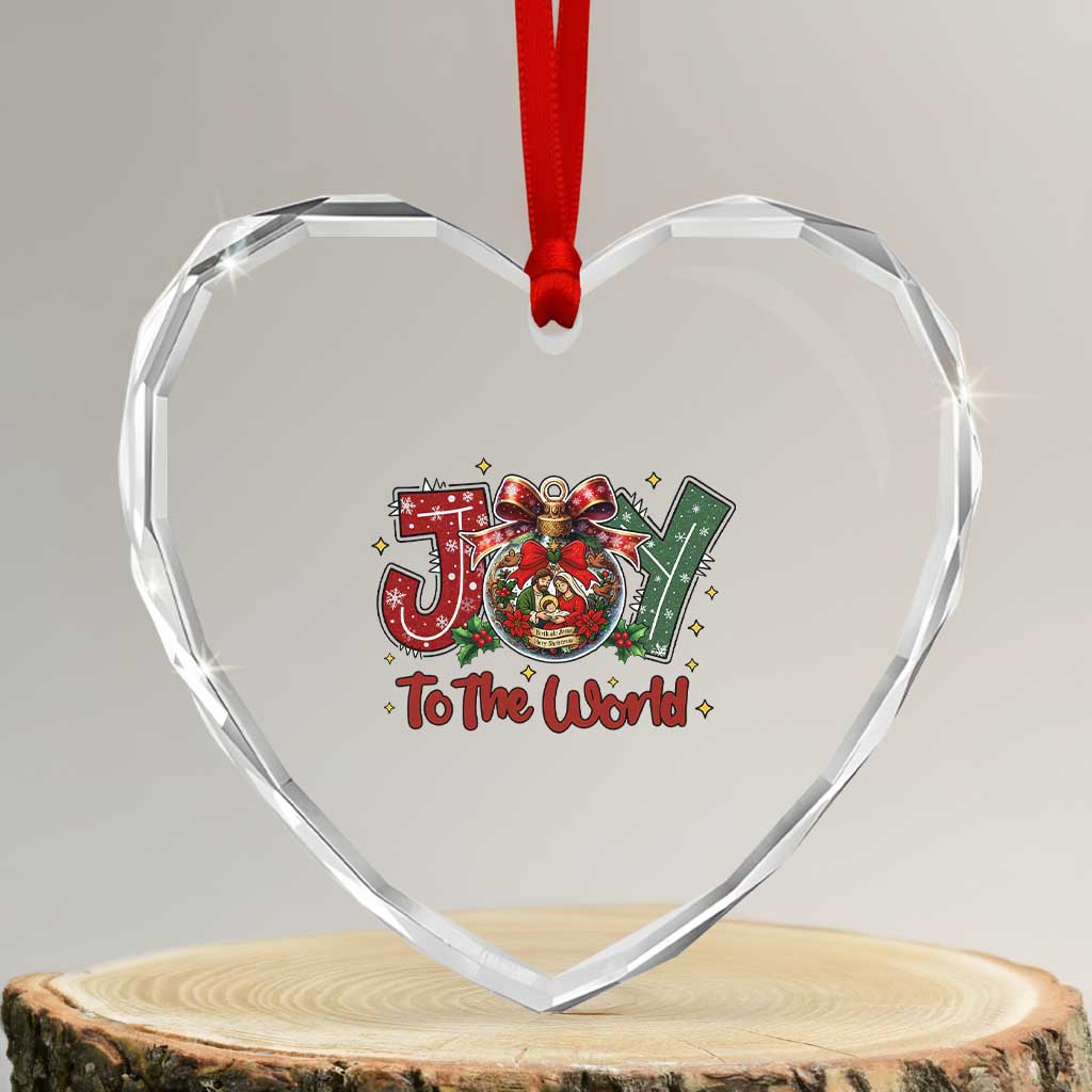 Jesus Christmas Heart Crystal Glass Ornament Joy To The World - Wonder Print Shop