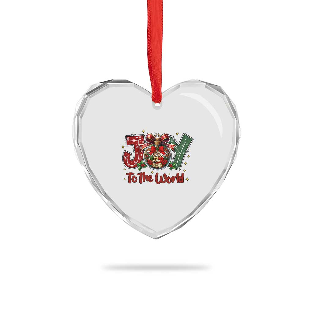 Jesus Christmas Heart Crystal Glass Ornament Joy To The World - Wonder Print Shop