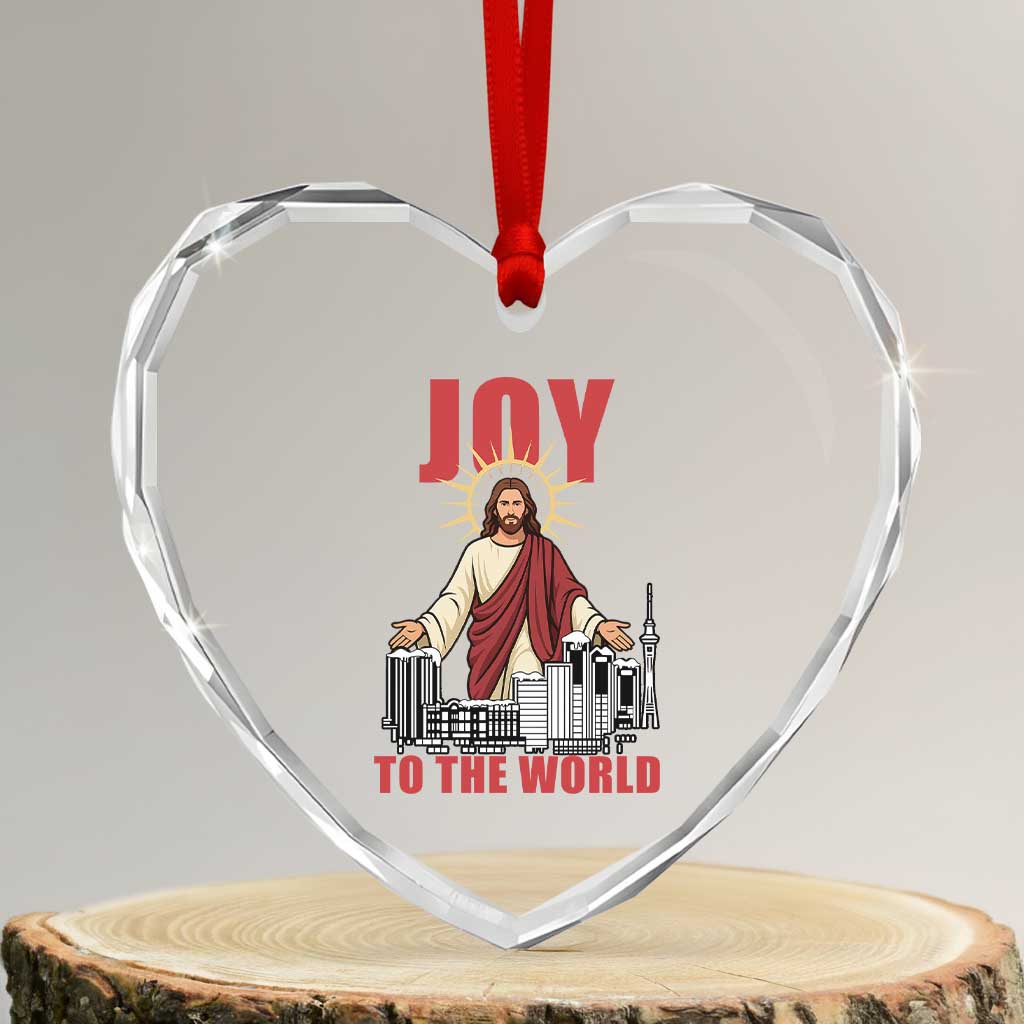 Jesus Christmas Heart Crystal Glass Ornament Joy To The World Christian - Wonder Print Shop
