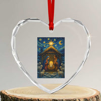 Jesus Christmas Heart Crystal Glass Ornament Starry Night Nativity Scene Xmas - Wonder Print Shop