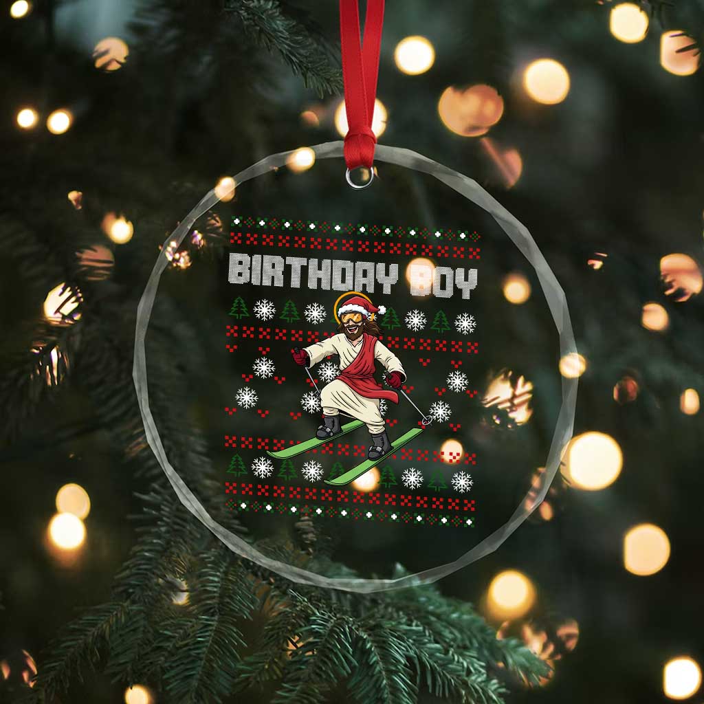 Jesus Christmas Meme Crystal Glass Ornament Snowboard Birthday Boy Ugly Xmas - Wonder Print Shop