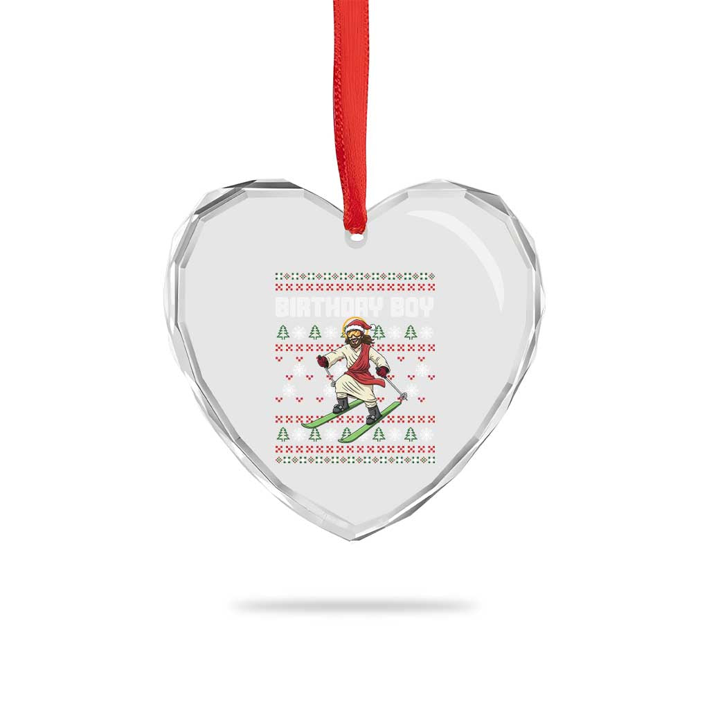 Jesus Christmas Meme Heart Crystal Glass Ornament Snowboard Birthday Boy Ugly Xmas - Wonder Print Shop