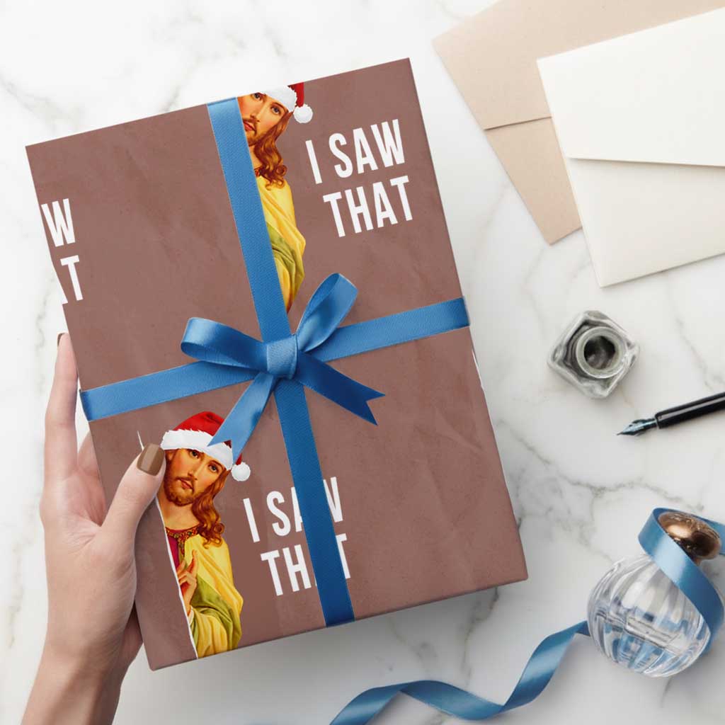Jesus Christmas Meme Wrapping Paper Roll I Saw That - Wonder Print Shop