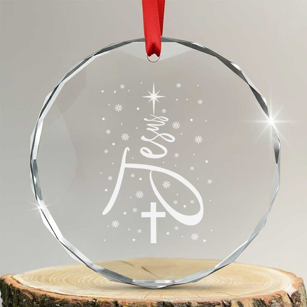 Jesus Christmas Tree Crystal Glass Ornament Christian Faith - Wonder Print Shop