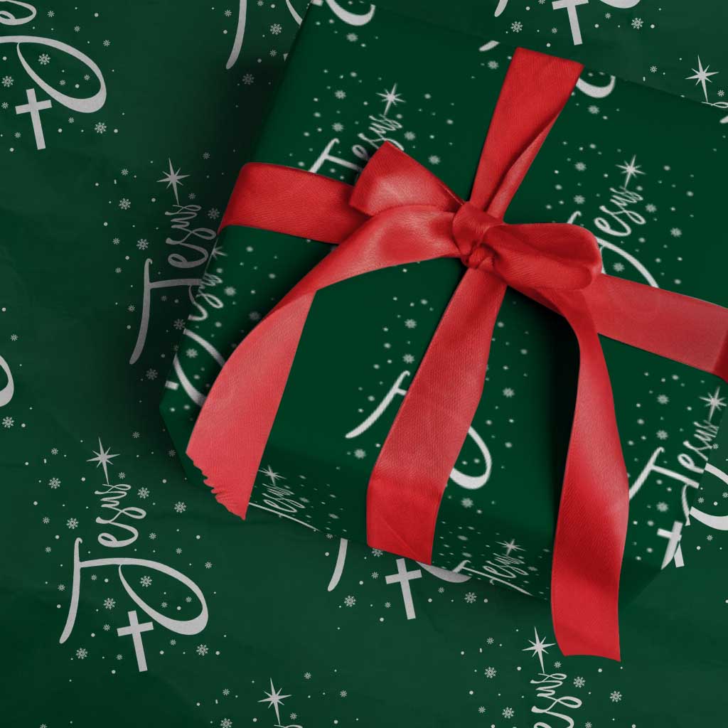 Jesus Christmas Tree Wrapping Paper Roll Christian Faith - Wonder Print Shop