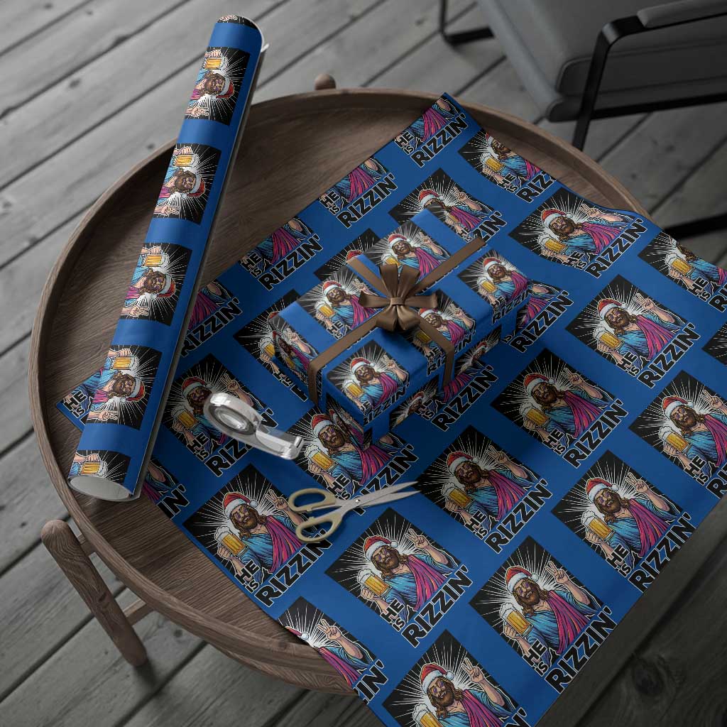 Jesus Christmas Wrapping Paper Roll Funny Drinking Beer Xmas Holiday - Wonder Print Shop