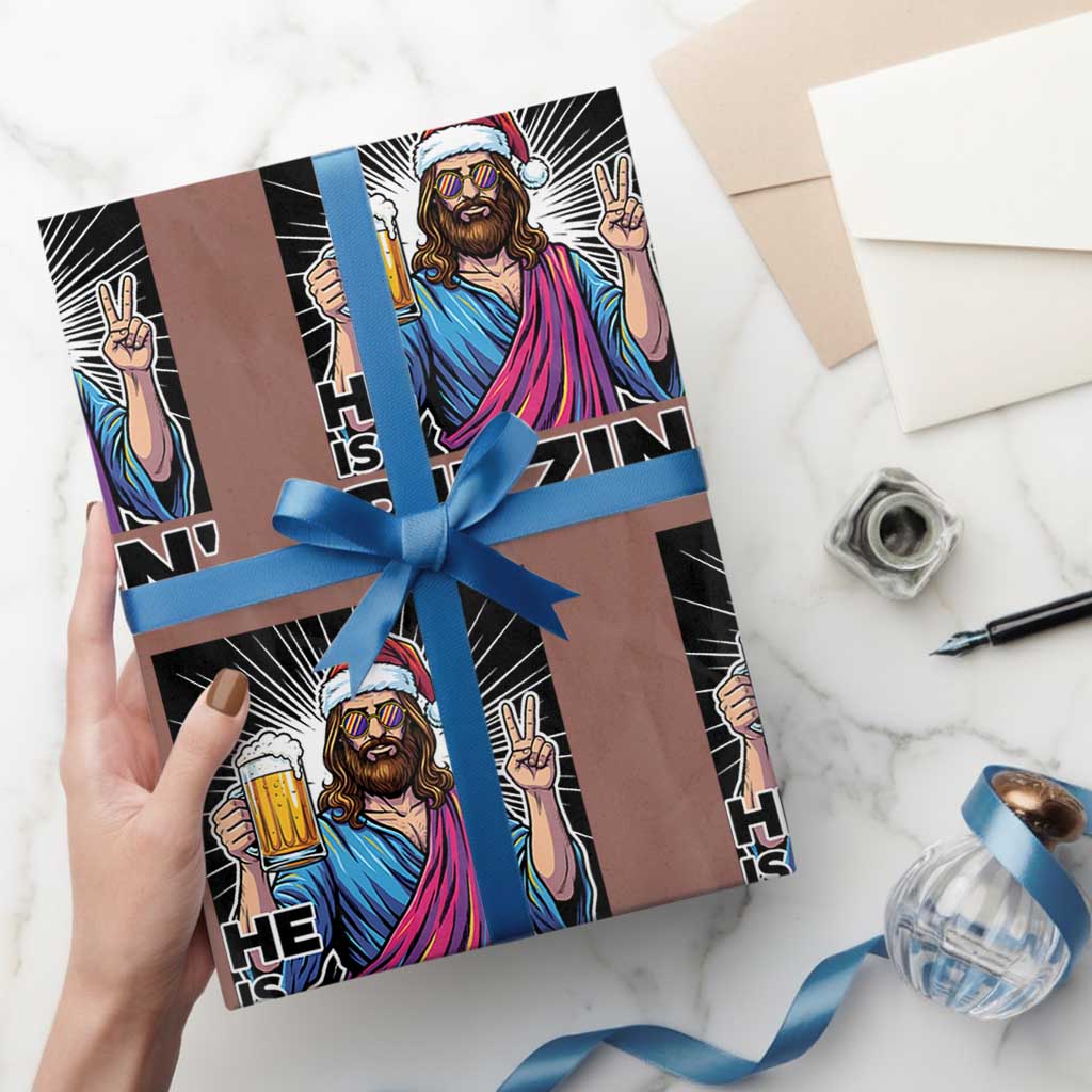 Jesus Christmas Wrapping Paper Roll Funny Drinking Beer Xmas Holiday - Wonder Print Shop