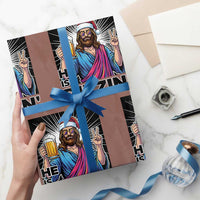 Jesus Christmas Wrapping Paper Roll Funny Drinking Beer Xmas Holiday - Wonder Print Shop