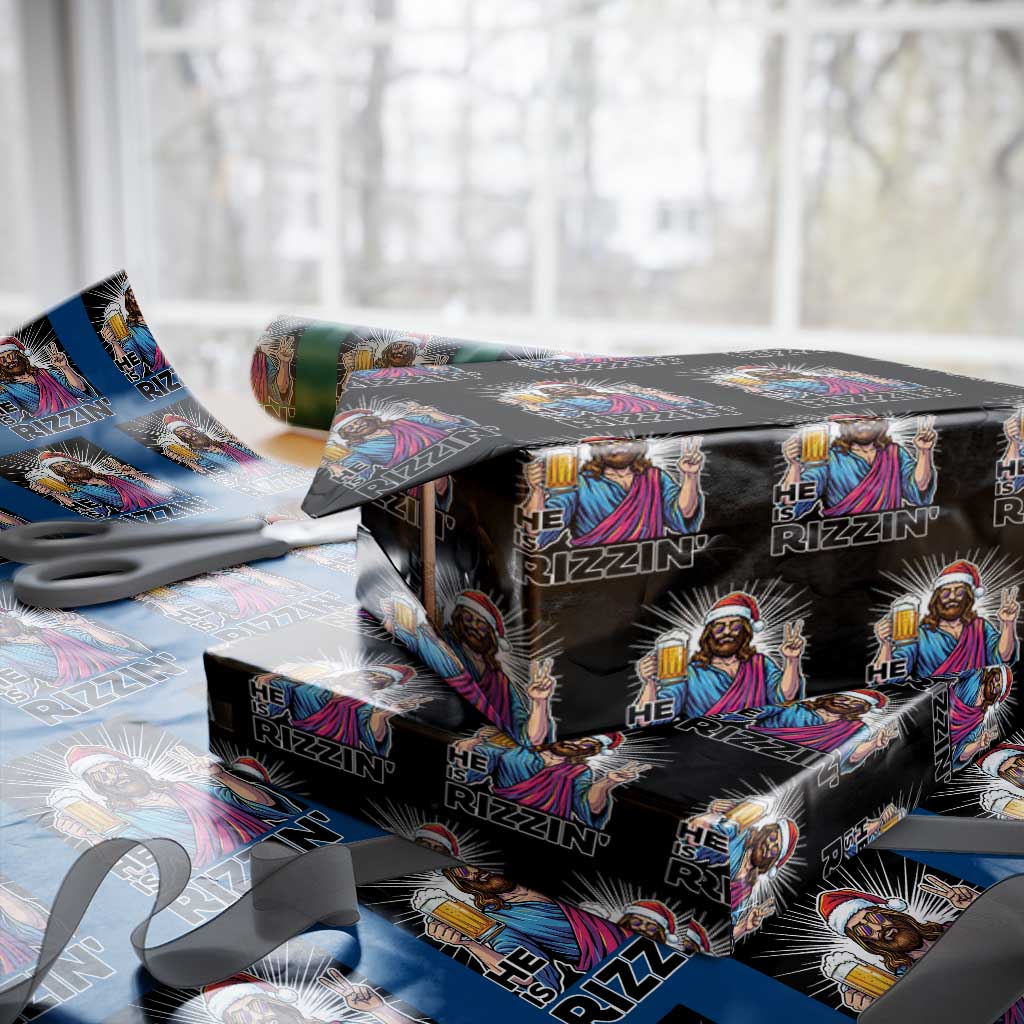 Jesus Christmas Wrapping Paper Roll Funny Drinking Beer Xmas Holiday - Wonder Print Shop