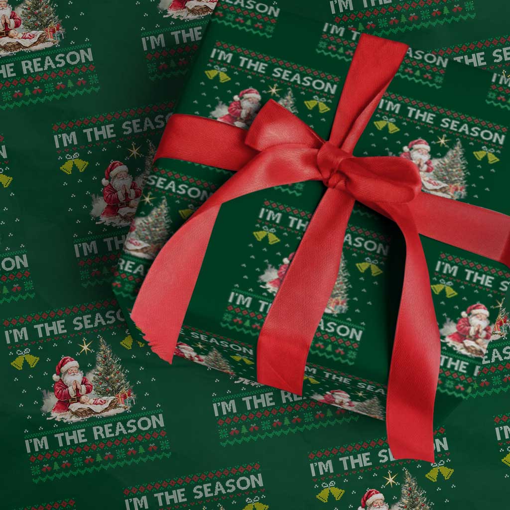 Jesus Christmas Wrapping Paper Roll Santa With Jesus Baby Reason Xmas - Wonder Print Shop