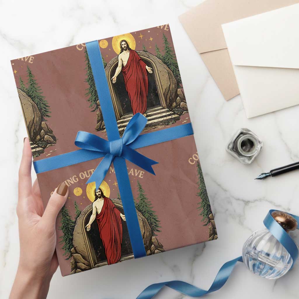 Jesus Coming Out Of My Cave And I Have Been Doing Just Fine Wrapping Paper Roll Funny Christian Easter