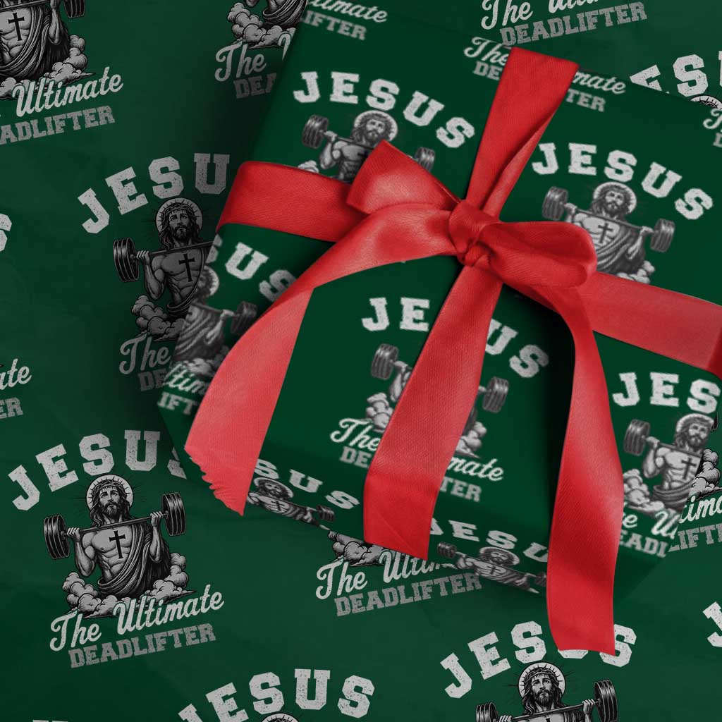 Jesus Deadlifting Wrapping Paper Roll The Ultimate Deadlifter Christian