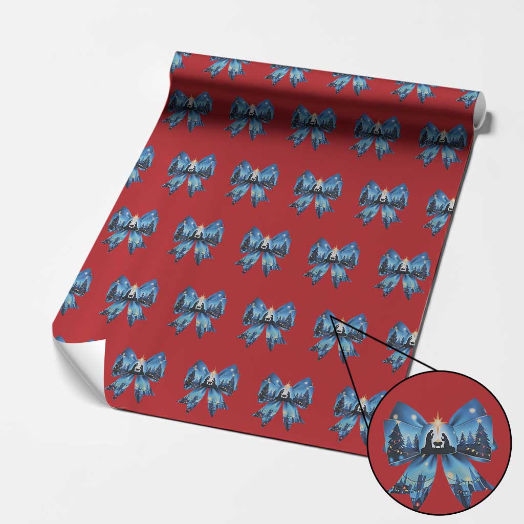 Jesus God Nativity Scene Coquette Bow Christmas Wrapping Paper Roll - Wonder Print Shop