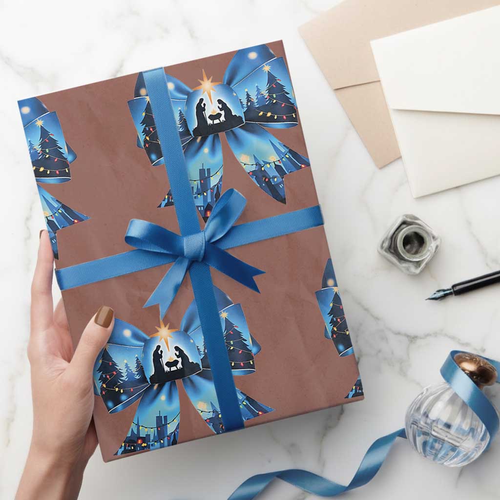 Jesus God Nativity Scene Coquette Bow Christmas Wrapping Paper Roll - Wonder Print Shop