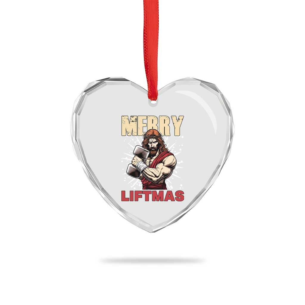 Jesus Gym Christmas Heart Crystal Glass Ornament Merry Liftmas Xmas - Wonder Print Shop