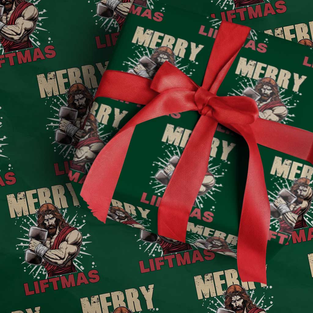Jesus Gym Christmas Wrapping Paper Roll Merry Liftmas Xmas - Wonder Print Shop