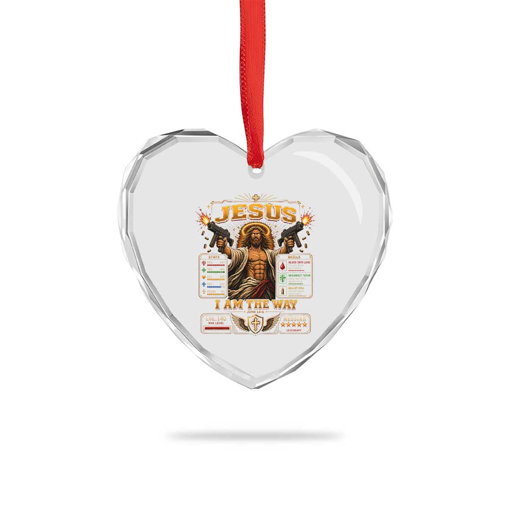 Jesus I Am the Way Character Stats RPG Books Heart Crystal Glass Ornament