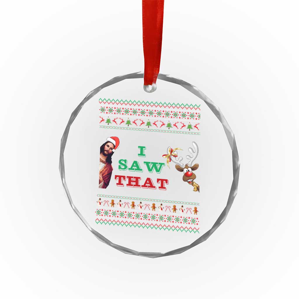 Jesus I Saw That Meme Crystal Glass Ornament Funny Ugly Christmas Religious Christian - Wonder Print Shop