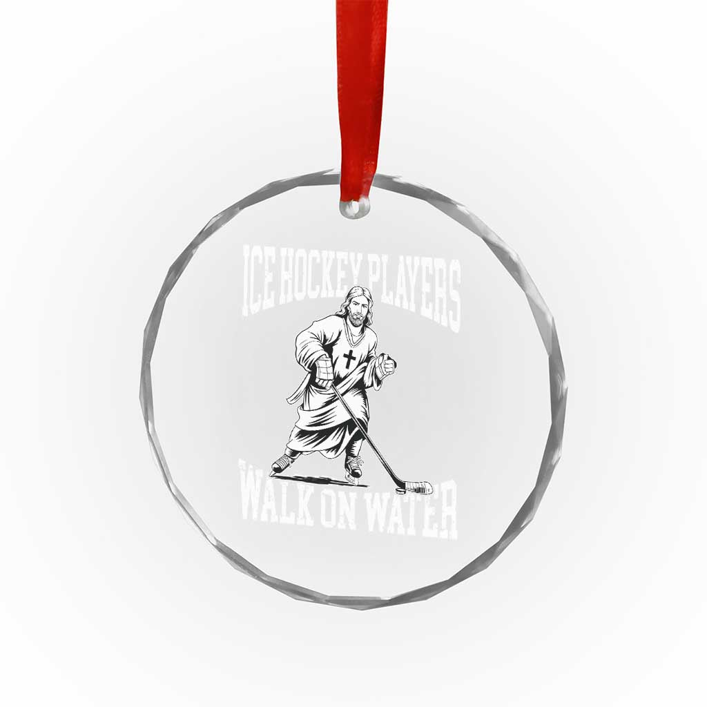 Jesus Ice Hockey Players Walk On Water Crystal Glass Ornament Funny Christian Gift - Wonder Print Shop