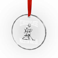 Jesus Ice Hockey Players Walk On Water Crystal Glass Ornament Funny Christian Gift - Wonder Print Shop