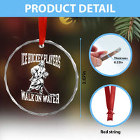 Jesus Ice Hockey Players Walk On Water Crystal Glass Ornament Funny Christian Gift - Wonder Print Shop