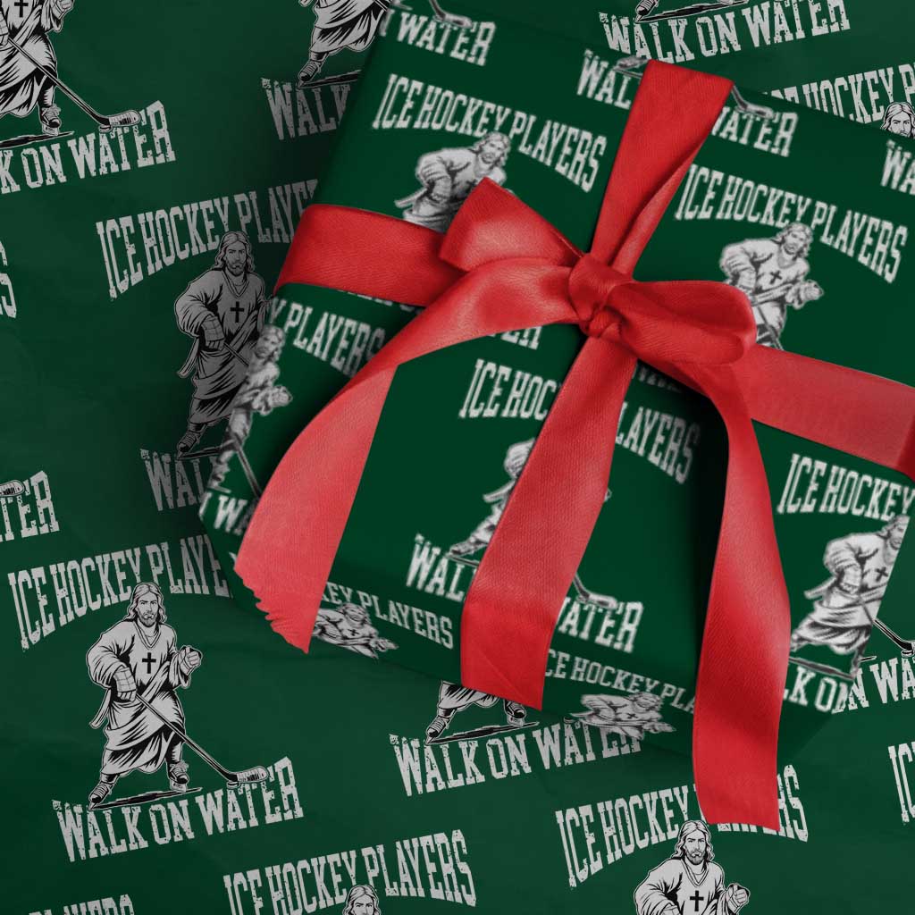 Jesus Ice Hockey Players Walk On Water Wrapping Paper Roll Funny Christian Gift - Wonder Print Shop
