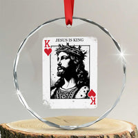 Jesus Is King Playing Card Graphic Crystal Glass Ornament King of Hearts Christian Faith