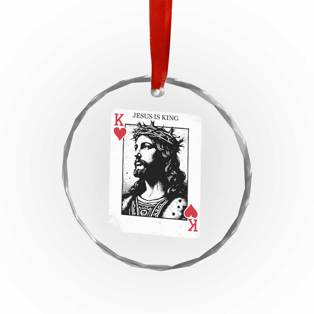 Jesus Is King Playing Card Graphic Crystal Glass Ornament King of Hearts Christian Faith
