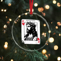 Jesus Is King Playing Card Graphic Crystal Glass Ornament King of Hearts Christian Faith