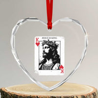 Jesus Is King Playing Card Graphic Heart Crystal Glass Ornament King of Hearts Christian Faith