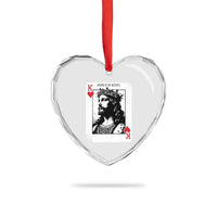 Jesus Is King Playing Card Graphic Heart Crystal Glass Ornament King of Hearts Christian Faith