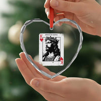 Jesus Is King Playing Card Graphic Heart Crystal Glass Ornament King of Hearts Christian Faith