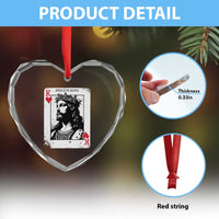 Jesus Is King Playing Card Graphic Heart Crystal Glass Ornament King of Hearts Christian Faith