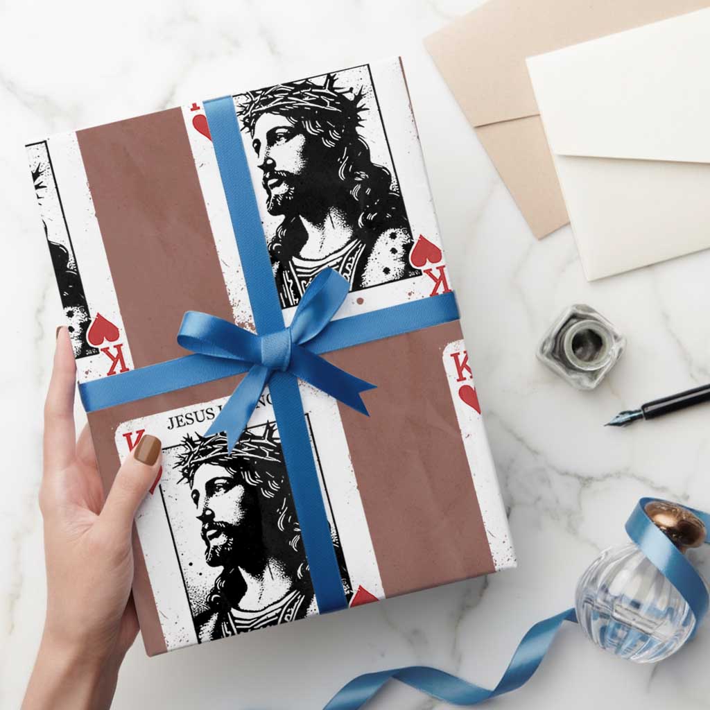 Jesus Is King Playing Card Graphic Wrapping Paper Roll King of Hearts Christian Faith