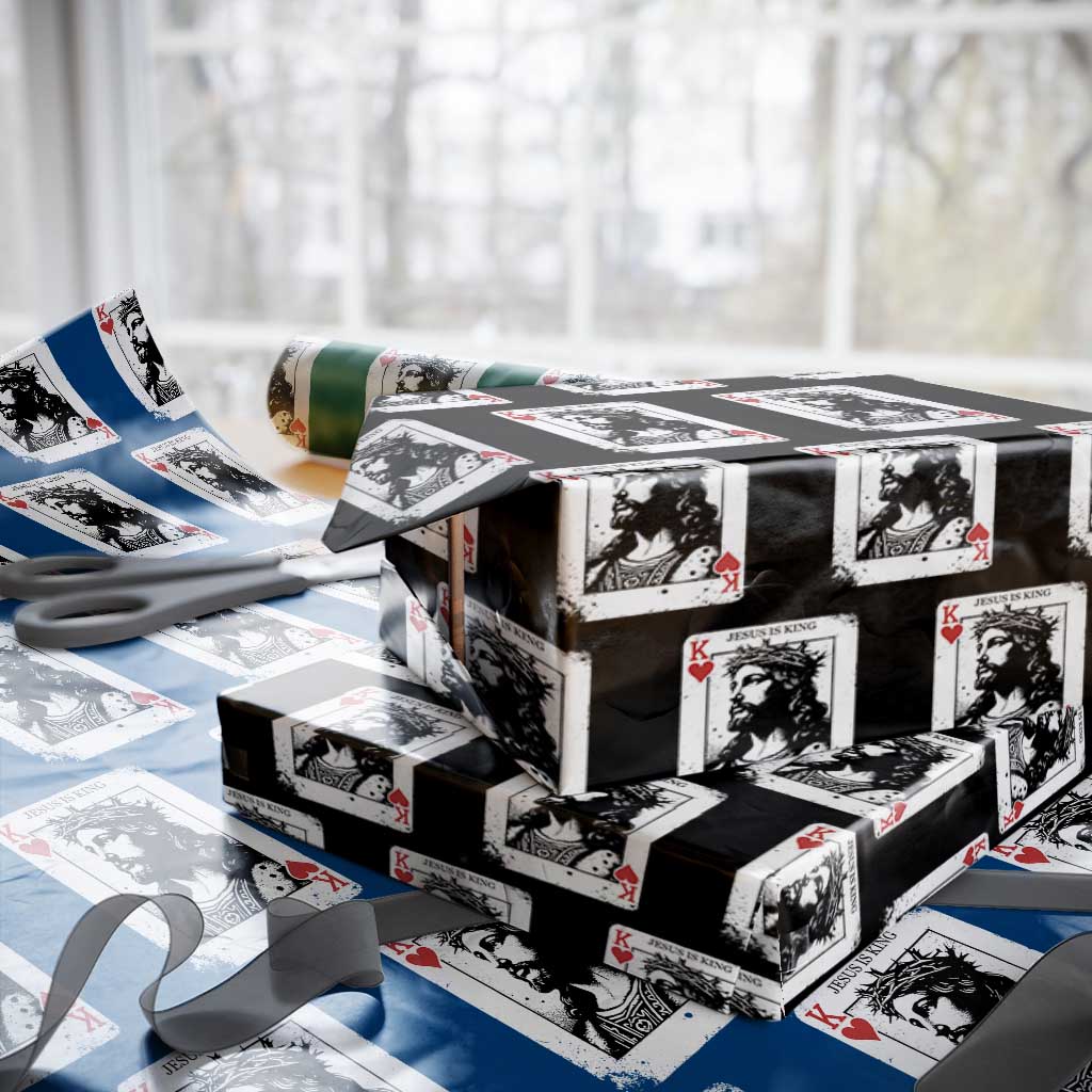 Jesus Is King Playing Card Graphic Wrapping Paper Roll King of Hearts Christian Faith