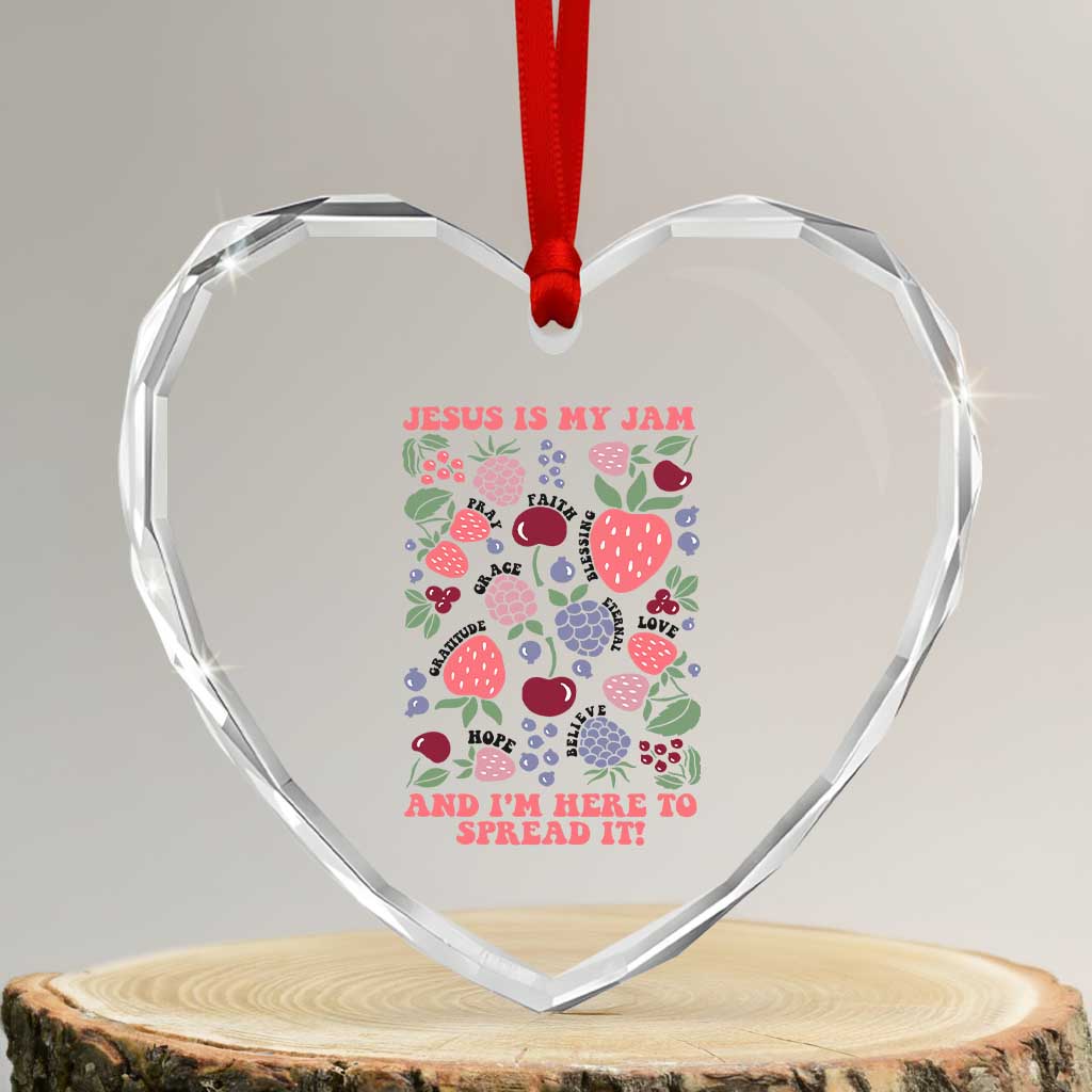 Jesus Is My Jam And I Am Here To Spread It Heart Crystal Glass Ornament Christian Faith - Wonder Print Shop