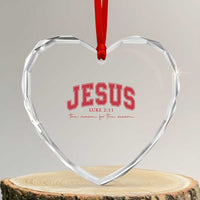 Jesus is the Reason Christmas Heart Crystal Glass Ornament Christian Varsity - Wonder Print Shop