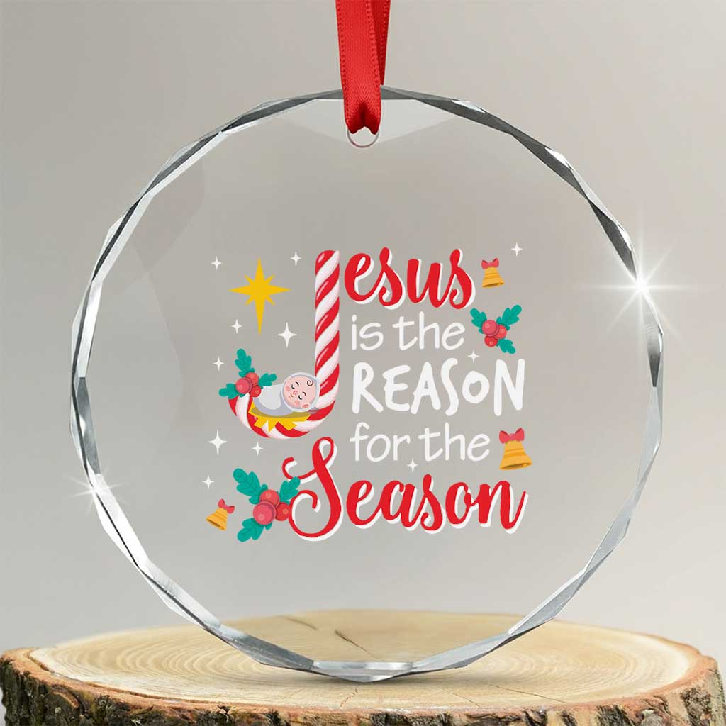 Jesus Is The Reason For The Season Crystal Glass Ornament Christmas Jolly Bell TS11