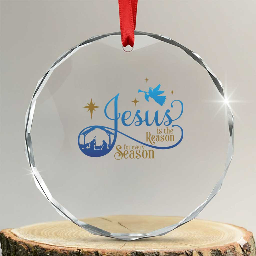 Jesus Is The Reason For The Season Crystal Glass Ornament Nativity Scene TS11